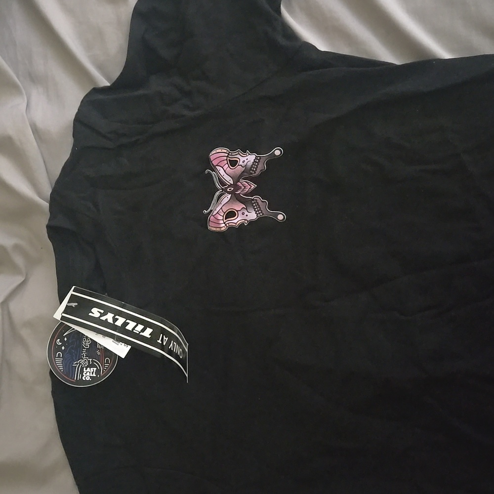 Black Womens XS Tillys Shirt with Butterfly Design